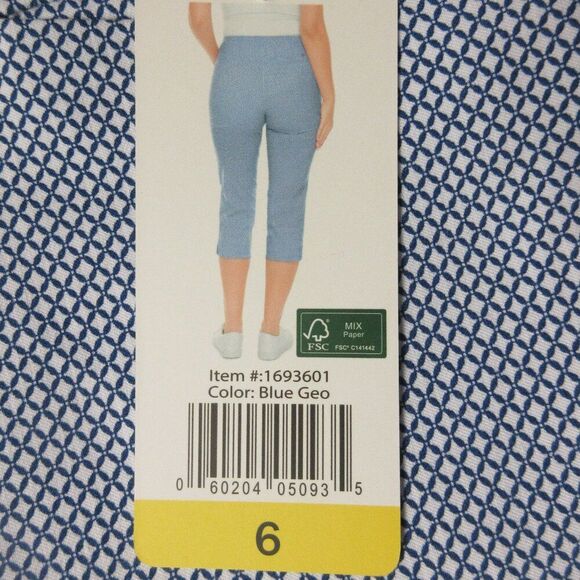 S.C.‎ & CO. 360 Degree Tummy Control Capri Pants Sz 6 Blue Geo Print Skimmer NWT - Picture 4 of 12